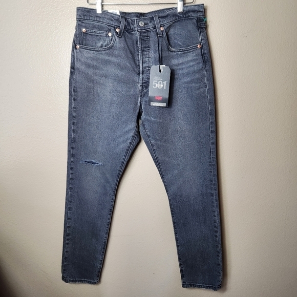 Levis Wmns Premium Black 501S Button Fly High Rise Skinny Jeans-Size 32x30 (NWT) - Picture 1 of 11